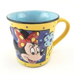 Minnie Mouse Bow Walt Disney World 3D Yellow Blue Ceramic 10oz Coffee Mug